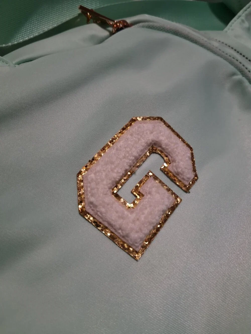 Mint Green Crossbody Mini Sling Bag Backpack Varsity Letter G Chenille Patch